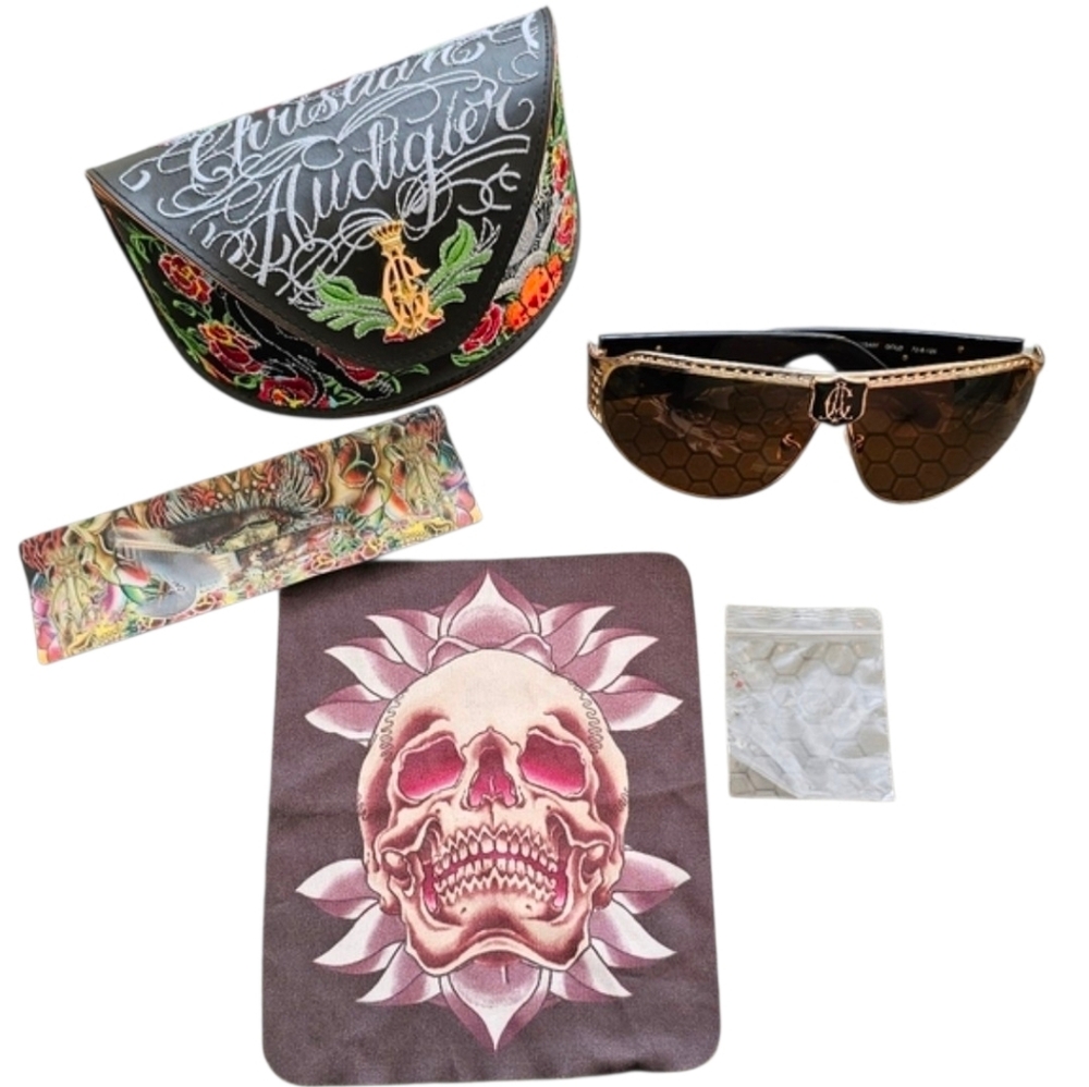 Christian Audigier CAS 401 Gladiator Sunglasses Swarovski Crystals Full Set COA